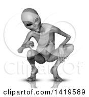 Poster, Art Print Of 3d Curious Crouching Alien