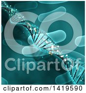 Clipart Of A 3d Medical Background Of Dna Strands And Bacteria Royalty Free Illustration by KJ Pargeter