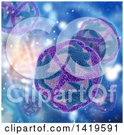 Poster, Art Print Of Background Of 3d Dna Strands And Zika Virus Cells