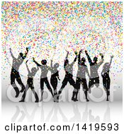 Poster, Art Print Of Group Of Silhouetted Dancers With Colorful Confetti