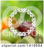 Poster, Art Print Of Vegan Menu Text Wreath Over Blurred Fruit