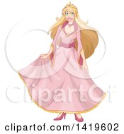 Beautiful Blond Princess In A Pink Gown