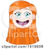 Clipart Of A Happy Long Red Haired Green Eyed Caucasian Girls Face Royalty Free Vector Illustration by Liron Peer