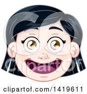 Clipart Of A Happy Short Black Haired Brown Eyed Caucasian Girls Face Royalty Free Vector Illustration by Liron Peer