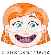 Poster, Art Print Of Happy Short Red Haired Green Eyed Caucasian Girls Face