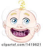 Poster, Art Print Of Cartoon Happy Blond Haired Blue Eyed Baby Boys Face