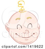 Poster, Art Print Of Cartoon Happy Blond Haired Baby Boys Face