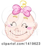 Poster, Art Print Of Cartoon Happy Blond Haired Baby Girls Face