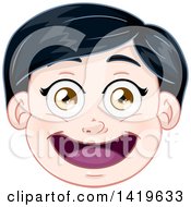 Poster, Art Print Of Happy Black Haired Brown Eyed Boys Face