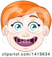 Clipart Of A Happy Red Haired Green Eyed Caucasian Boys Face Royalty Free Vector Illustration