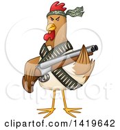 Clipart Of A Tough Chicken Fighter Holding A Shotgun Royalty Free Vector Illustration by Liron Peer #COLLC1419642-0188