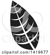 Clipart Of A Black And White Plant Leaf Royalty Free Vector Illustration by cidepix