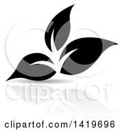 Clipart Of Black And White Plant Leaves With A Reflection Royalty Free Vector Illustration by cidepix