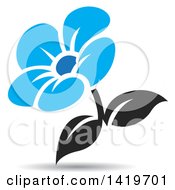 Poster, Art Print Of Blue And Black Flower With A Shadow