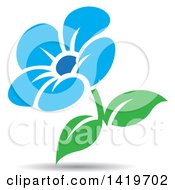 Poster, Art Print Of Blue And Green Flower With A Shadow