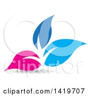 Poster, Art Print Of Pink And Blue Plant Leaves