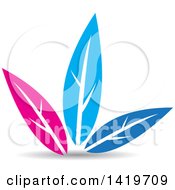 Poster, Art Print Of Pink And Blue Plant Leaves