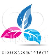 Poster, Art Print Of Pink And Blue Plant Leaves