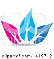 Clipart Of Pink And Blue Plant Leaves Royalty Free Vector Illustration