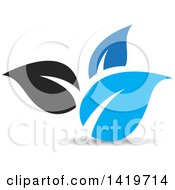 Clipart Of Black And Blue Leaves Royalty Free Vector Illustration