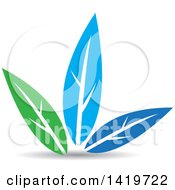 Clipart Of Blue And Green Plant Leaves Royalty Free Vector Illustration
