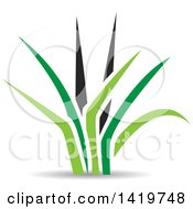 Clipart Of Green And Black Grass With A Shadow Royalty Free Vector Illustration by cidepix