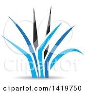Clipart Of Black And Blue Grass With A Shadow Royalty Free Vector Illustration