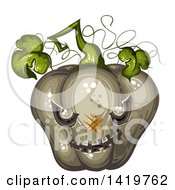 Clipart Of A Carved Evil Halloween Jackolantern Pumpkin Royalty Free Vector Illustration