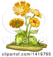 Poster, Art Print Of Flowering Plant With A Smiling Flower
