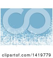 Poster, Art Print Of Christmas Or Winter Background With Snow And Snowflakes On Blue