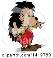 Poster, Art Print Of Cartoon Hedgehog Wearing Clothes And Pointing