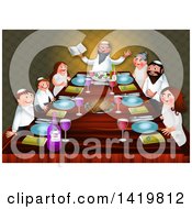 Happy Jewish Family Celebrating The Feast Of Passover Around A Table