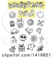 Poster, Art Print Of Coloring Page With Different Outlined Items