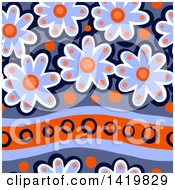Clipart Of A Seamless Pattern Background Of 60s Styled Daisy Flowers Royalty Free Illustration