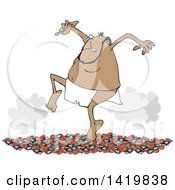Clipart Of A Man Firewalking On Hot Coals Royalty Free Vector Illustration