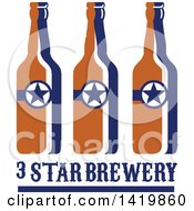 Poster, Art Print Of Retro Long Neck Beer Bottles With Stars Over Text