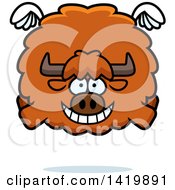 Clipart Of A Cartoon Chubby Yak Flying Royalty Free Vector Illustration