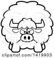 Cartoon Black And White Lineart Mad Chubby Yak