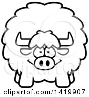 Poster, Art Print Of Cartoon Black And White Lineart Chubby Yak
