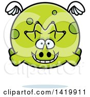 Clipart Of A Cartoon Chubby Triceratops Dinosaur Flying Royalty Free Vector Illustration by Cory Thoman