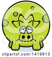 Clipart Of A Cartoon Depressed Chubby Triceratops Dinosaur Royalty Free Vector Illustration