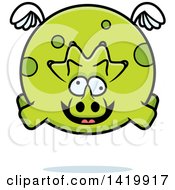 Clipart Of A Cartoon Chubby Crazy Triceratops Dinosaur Flying Royalty Free Vector Illustration by Cory Thoman