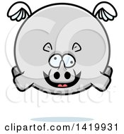 Clipart Of A Cartoon Chubby Crazy Rhino Flying Royalty Free Vector Illustration by Cory Thoman