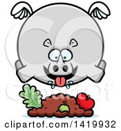 Poster, Art Print Of Cartoon Chubby Rhino Flying And Eating