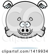 Clipart Of A Cartoon Chubby Rhino Flying Royalty Free Vector Illustration by Cory Thoman