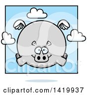 Poster, Art Print Of Cartoon Chubby Rhino Flying