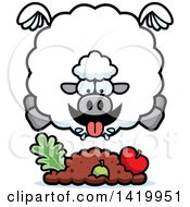 Poster, Art Print Of Cartoon Chubby Sheep Flying And Eating