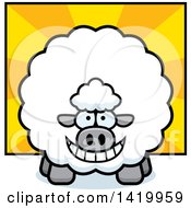 Poster, Art Print Of Cartoon Chubby Sheep Over Rays