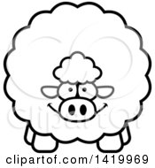 Poster, Art Print Of Cartoon Black And White Lineart Chubby Sheep