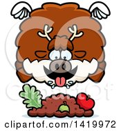 Poster, Art Print Of Cartoon Chubby Reindeer Flying And Eating